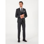 Cacharel Erkek Füme Slim Fit %100 Yün Klasik Takım Elbise 50304078-VR058 - 52 - 6 Drop