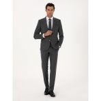 Cacharel Erkek Füme Slim Fit Çizgili Mono Yaka Yün Karışımlı Takım Elbise 50316335-VR058 - 52 - 6 Drop