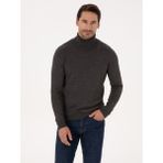 Cacharel Erkek Füme Slim Fit Pamuk Karışımlı Balıkçı Yaka Basic Triko Kazak 50318678-VR058 - XL