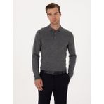 Cacharel Erkek Füme Slim Fit Yün Karışımlı Polo Yaka Basic Triko Kazak 50315267-VR058 - 3XL