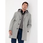 Cacharel Erkek Gri Melanj Regular Fit Rüzgar Korumalı Yün Karışımlı Kaşe Kaban 50311138-VR086 - 52