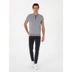 Cacharel Erkek Gri Slim Fit Fermuarlı Polo Yaka Triko T-Shirt 50300817-VR024