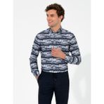Cacharel Erkek Gri Slim Fit Uzun Kollu Gömlek 50255330-VR024 - 3XL