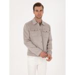 Cacharel Erkek Gri Suni Deri Ceket 50314728-VR024 - Dropsuz