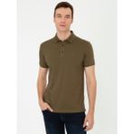 Cacharel Erkek Haki Polo Yaka Slim Fit Basic Merserize T-Shirt 50250172-VR027 - XS