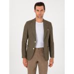 Cacharel Erkek Haki Slim Fit %100 Keten Ceket 50306124-VR027 - 6 Drop - 48