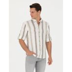 Cacharel Erkek Haki Slim Fit %100 Keten Gömlek 50265480-VR027