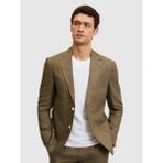 Cacharel Erkek Haki Slim Fit %100 Keten Mikro Desen Mono Yaka Ceket 50324476-VR027 - 6 Drop