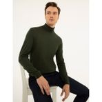 Cacharel Erkek Haki Slim Fit Balıkçı Yaka Basic Triko Kazak 50227794-VR027 - 2XL