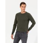 Cacharel Erkek Haki Slim Fit Bisiklet Yaka Basic Triko Kazak 50259092-VR027 - XL