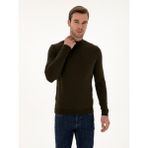 Cacharel Erkek Haki Slim Fit Pamuk Karışımlı Yarım Balıkçı Yaka Triko Kazak 50318677-VR027 - XL