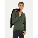 Cacharel Erkek Haki Slim Fit Polo Yaka Basic Triko Kazak 50270169-VR027