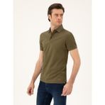 Cacharel Erkek Haki Slim Fit Polo Yaka Merserize T-Shirt 50284772-VR027 - XS