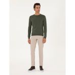 Cacharel Erkek Haki Slim Fit Yün Karışımlı Bisiklet Yaka Basic Triko Kazak 50293301-VR027
