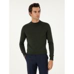 Cacharel Erkek Haki Slim Fit Yün Karışımlı Çeyrek Balıkçı Yaka Basic Triko Kazak 50296402-VR027