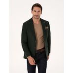 Cacharel Erkek Haki Slim Fit Yün Karışımlı Mikro Desenli Ceket 50310771-VR027 - 4 Drop - 52