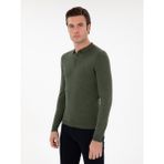 Cacharel Erkek Haki Slim Fit Yün Karışımlı Polo Yaka Basic Triko Kazak 50293274-VR027