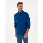Cacharel Erkek İndigo Regular Fit %100 Pamuk 3 İplik Polo Yaka Sweatshirt 50318960-VR028 - 2XL