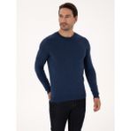 Cacharel Erkek İndigo Slim Fit Pamuk Karışımlı Bisiklet Yaka Triko Kazak 50318676-VR028 - 2XL