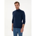 Cacharel Erkek İndigo Slim Fit Pamuk Karışımlı Yarım Balıkçı Yaka Triko Kazak 50318677-VR028 - 2XL