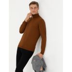 Cacharel Erkek Kahverengi Slim Fit Balıkçı Yaka Basic Triko Kazak 50270163-VR029