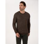 Cacharel Erkek Kahverengi Slim Fit Pamuk Karışımlı Bisiklet Yaka Triko Kazak 50318983-VR029