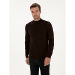 Cacharel Erkek Kahverengi Slim Fit Pamuk Karışımlı Çeyrek Balıkçı Yaka Basic Triko Kazak 50318704-VR029 - XL