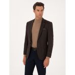 Cacharel Erkek Kahverengi Slim Fit Yün Karışımlı Ceket 50292488-VR029 - 6 Drop - 52