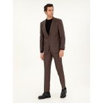 Cacharel Erkek Kahverengi Slim Fit Yün Karışımlı Takım Elbise 50291028-VR029 - 6 Drop - 54