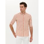 Cacharel Erkek Kiremit Slim Fit Uzun Kollu Çizgili Gömlek 50265483-VR031