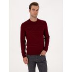 Cacharel Erkek Koyu Bordo Slim Fit Yün Karışımlı Bisiklet Yaka Triko Kazak 50311869-VR175