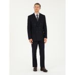 Cacharel Erkek Koyu Lacivert Slim Fit Çizgili Kruvaze Takım Elbise 50293931-VR100 - 48 - 6 Drop