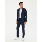 Cacharel Erkek Koyu Lacivert Slim Fit Yün Keten Karışımlı Takım Elbise 50288569-VR100 - 6 Drop - 46