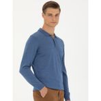 Cacharel Erkek Koyu Mavi Slim Fit Polo Yaka Basic Triko Kazak 50270169-VR032