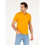 Cacharel Erkek Koyu Sarı Polo Yaka Slim Fit Basic Merserize T-shirt 50265364-VR094 - XL