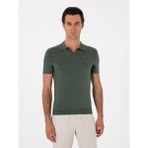 Cacharel Erkek Koyu Yeşil Slim Fit Apaş Yaka Triko T-Shirt 50313020-VR079