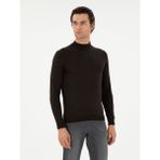 Cacharel Erkek Koyu Yeşil Slim Fit Kaşmir İpek Karışımlı Çeyrek Balıkçı Yaka Triko Kazak 50296503-VR079 - XL