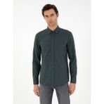 Cacharel Erkek Koyu Yeşil Slim Fit Uzun Kollu Gömlek 50291698-VR079 - 2XL