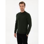 Cacharel Erkek Koyu Yeşil Slim Fit Yün Karışımlı Çeyrek Balıkçı Basic Triko Kazak 50315295-VR079 - 2XL