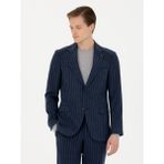 Cacharel Erkek Lacivert Çizgili Slim Fit Yün Karışımlı Klasik Ceket 50273655-VR033 - 6 Drop
