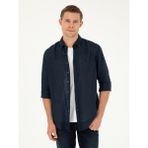 Cacharel Erkek Lacivert Regular Fit %100 Keten Gömlek 50284823-VR033 - S
