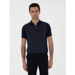 Cacharel Erkek Lacivert Regular Fit Fermuarlı Polo Yaka Desenli T-Shirt 50302727-VR033