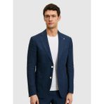 Cacharel Erkek Lacivert Slim Fit %100 Keten Mikro Desen Mono Yaka Ceket 50324476-VR033 - 52 - 6 Drop