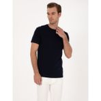 Cacharel Erkek Lacivert Slim Fit %100 Pamuk Bisiklet Yaka Şerit Detaylı T-shirt 50301375-VR033