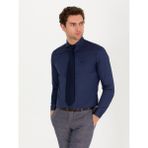 Cacharel Erkek Lacivert Slim Fit %100 Pamuk İtalyan Yaka Basic Gömlek 50268927-VR033 - 36