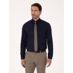 Cacharel Erkek Lacivert Slim Fit %100 Pamuk Non Iron Kolay Ütülenebilir Klasik Gömlek 50314613-VR033 - 40