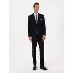 Cacharel Erkek Lacivert Slim Fit %100 Yün Mono Yaka Basic Takım Elbise 50310082-VR033 - 54 - 6 Drop