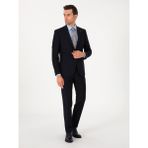 Cacharel Erkek Lacivert Slim Fit %100 Yün Mono Yaka Takım Elbise 50310092-VR033 - 4 Drop