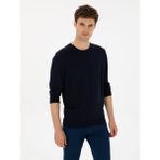 Cacharel Erkek Lacivert Slim Fit Bisiklet Yaka Triko Kazak 50316331-VR033 - XL