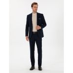 Cacharel Erkek Lacivert Slim Fit Çizgili Kırlangıç Yaka Takım Elbise 50318164-VR033 - 46 - 6 Drop